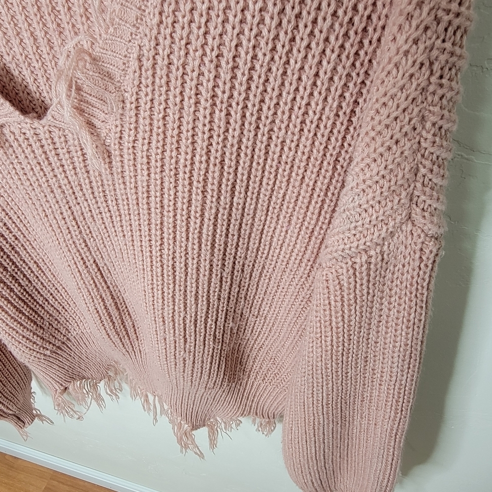Polly & Esther Dusty Pink Fringe Sweater - Picture 8 of 8
